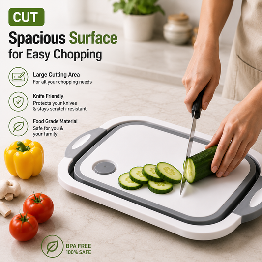 🥗Collapsible Cutting Board with Dish Tub Basket