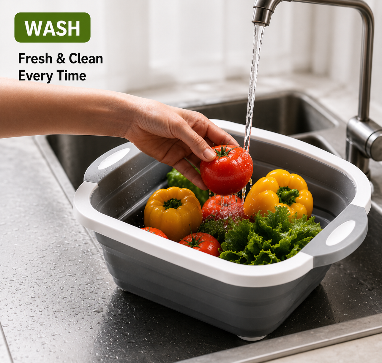 🥗Collapsible Cutting Board with Dish Tub Basket