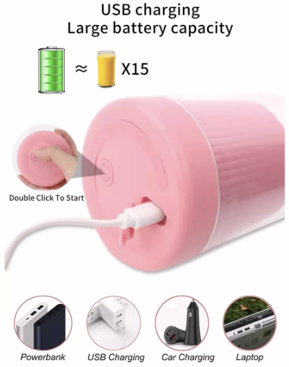 🍓 Portable USB Rechargeable Blender Bottle