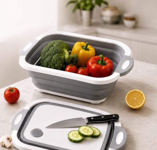 🥗Collapsible Cutting Board with Dish Tub Basket